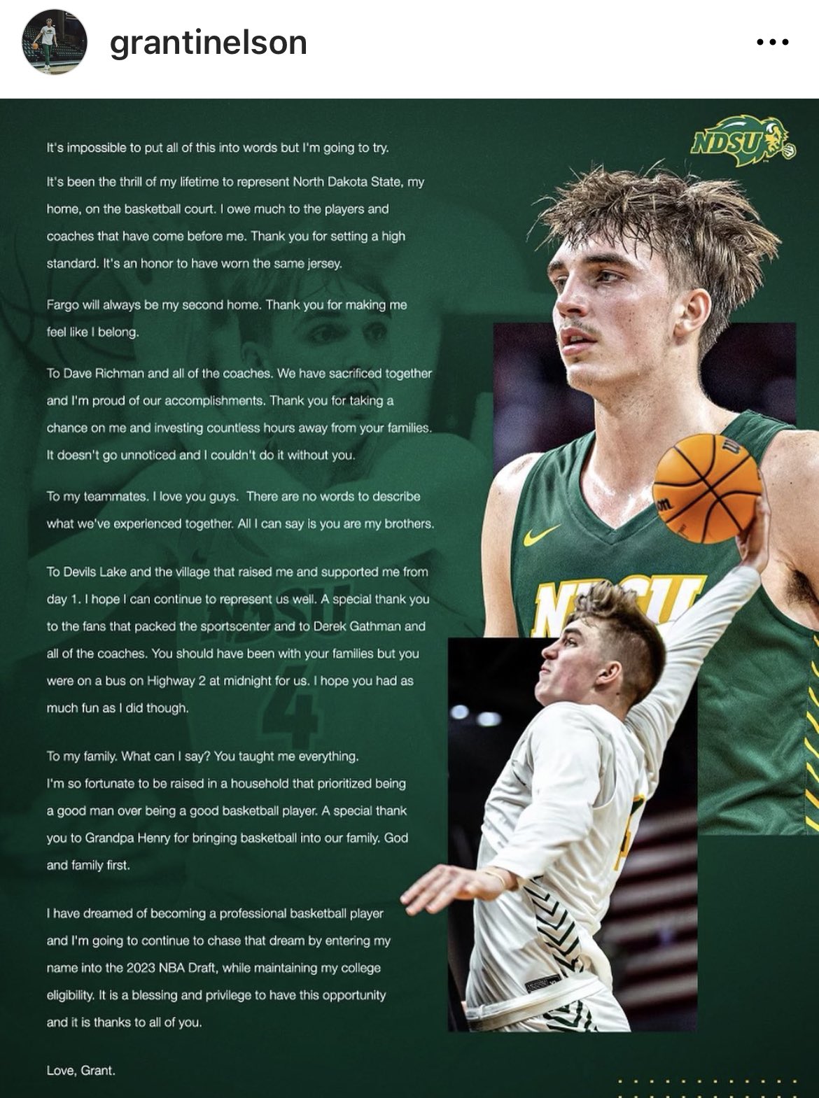 NDSU’s Nelson declares for NBA Draft The Mighty 790 KFGO KFGO